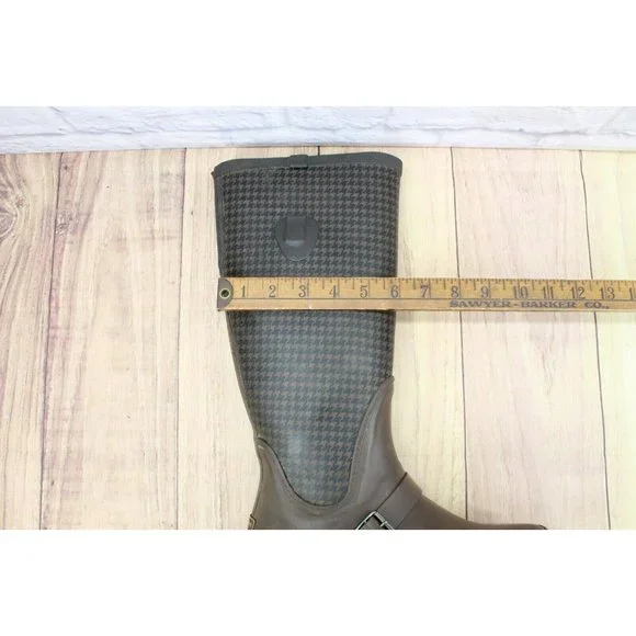 LL Bean Wellies Brown Black Rubber Waterproof Tall Rain Boots Size 8 M - Picture 7 of 12